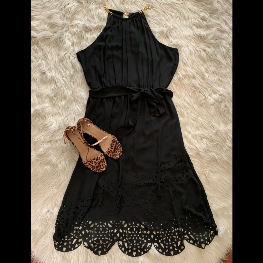 Scalloped Edge Metal Detail Dress